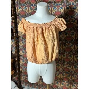 Altard State Women's Off Shoulder Eyelet‎ Crop Top - Size L - Orange